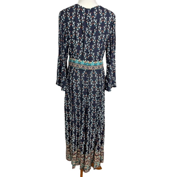 NWOT SHEIN Plunging Neck Tribal Print Floral Motif Maxi Dress Boho Dress 12/XL - Picture 3 of 12